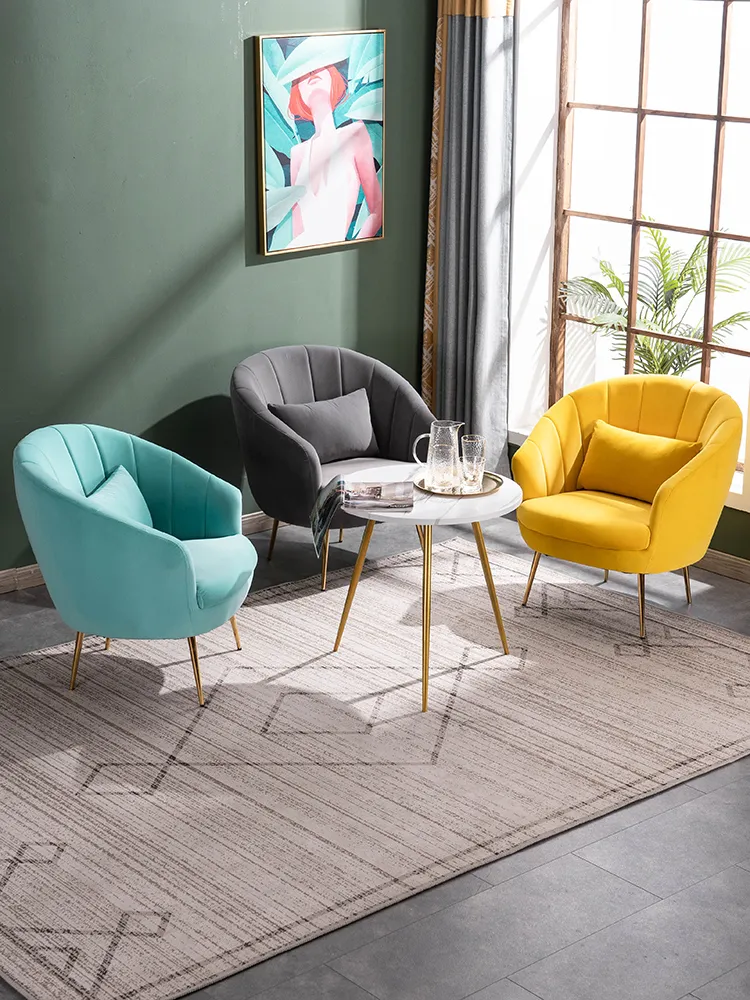 Modern kumaş tek kanepe nordic lüks oturma odası mobilya güzellik salon giyim mağazası dinlenme bekleme sandalyesi küçük daire tembel 8578673