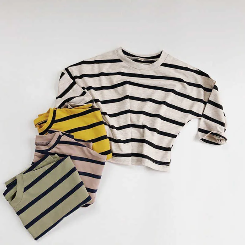 Bear Leader born Baby Striped Tees For 1-6 Years Girls Boys Full Sleeves T-Shirt Kids Casual Sweatshirt Clothes Children Tops 210708