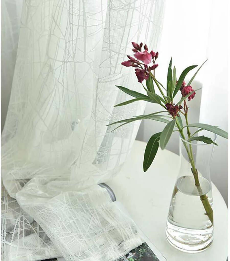 Простой современный раздел Простые текстуры занавес водяной трещины дизайн утолщенного окна тюль прозрачный для гостиной My203 # 5 210712