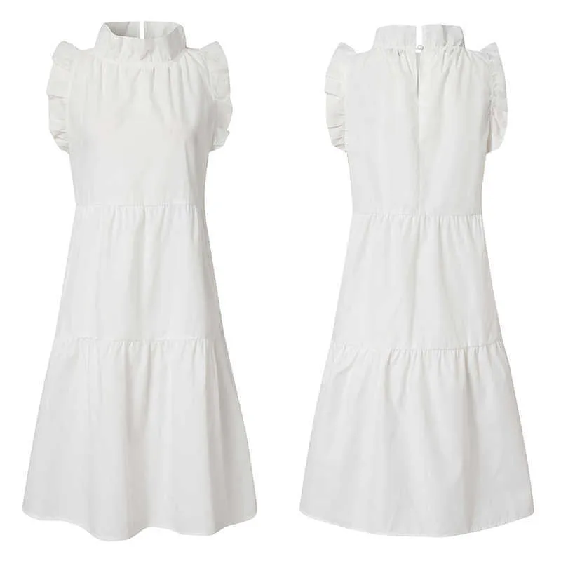 夏のショートドレス女性のセクシーなノースリーブのフリレットのドレスビーチホリデーSundress 2021 Vonda Bohemian Vestidos Robe Femme Y1006