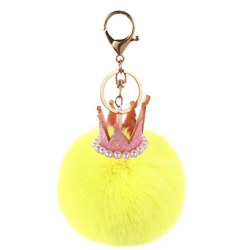 10 piècesperle porte-clés couronne Rex lapin boule de fourrure sac pendentif cadeau téléphone portable pendentif porte-clés anneau