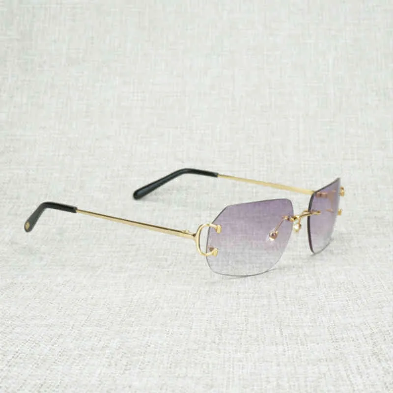 Nouveau 20% de réduction sur les lunettes de soleil de concepteur de luxe Vintage Lens Forme Metal Farme Men de Fire sans fil Gafas pour les accessoires de club extérieur