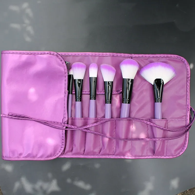 OEM/ODM Private Label Purple Color Handle Makeup Brush PU Housse de transport en cuir