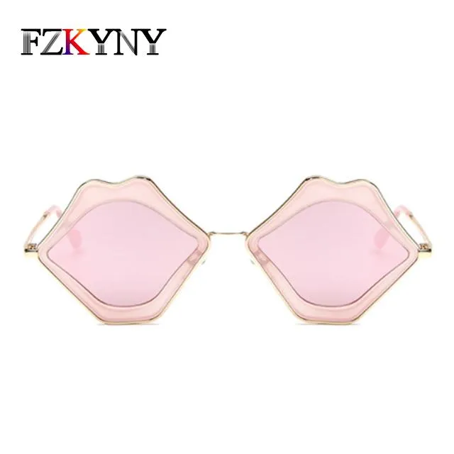 Sonnenbrille FZKYNY Frauen Schöne Lippen Form Damen Elegante Marke Designer Persönlichkeit Sex Rote Sonnenbrille Beschichtung Spiegel Eyewear235S