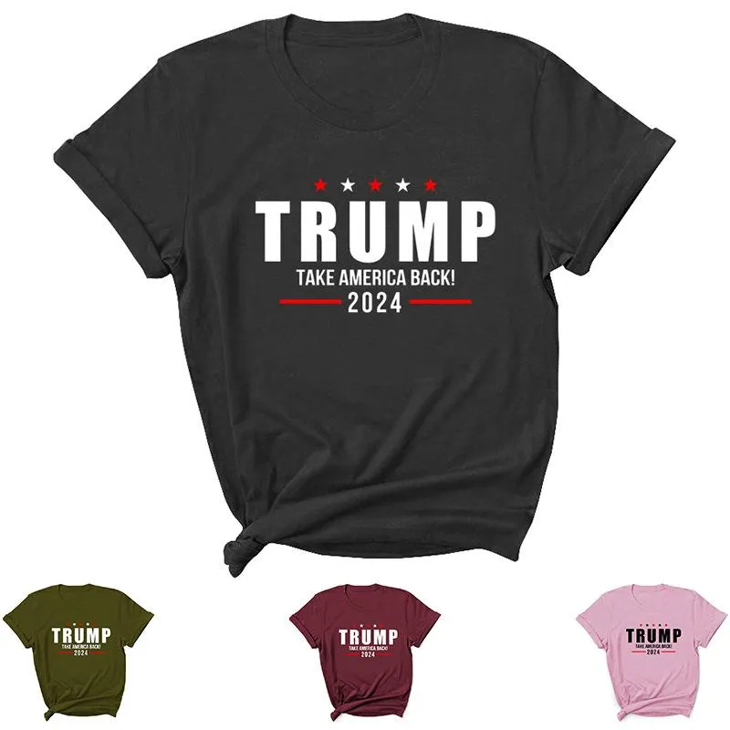 15 estilos Trump 2024 T-Shirt Letter Printing Round Neck T-Shirt Casual Eleição Presidencial dos EUA Trump Suéter de Manga Curta