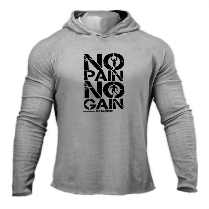 Mens Hooded T Shirt Autumn Slim Fit Hoodie Long Sleeve T-shirt Men Sports Running Gym Bodybuilding Tee Tops Fitness tshirt 220214