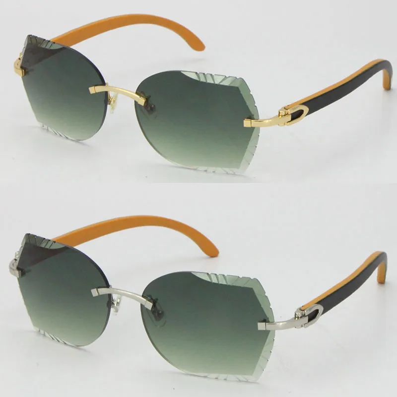 Rimless Ahşap C Dekorasyon Vintage güneş gözlüğü Siyah Karışım Turuncu Ahşap Kare Şekli Yüz UV400 lens Sürüş Gözlükleri 18K Altın Metal F241S