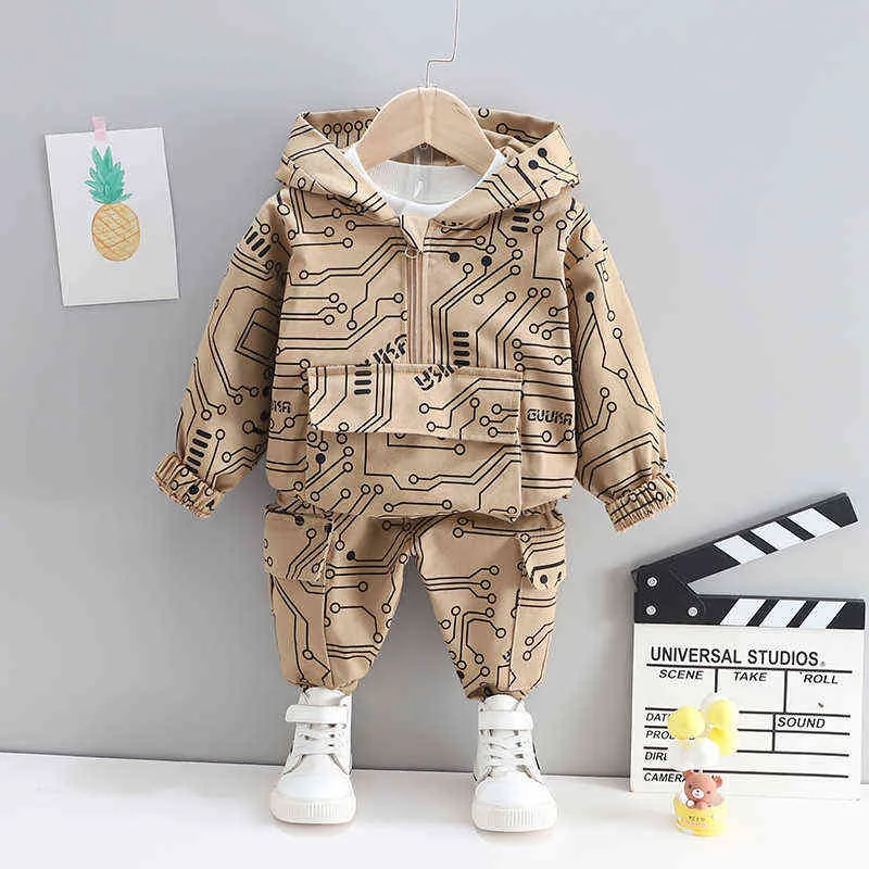 Vår Höst Barn Mode Kläder Baby Boys Girls Hoodies Byxor 2st / set Barn Spädbarn Kostym Toddler Casual Sportswear 211224