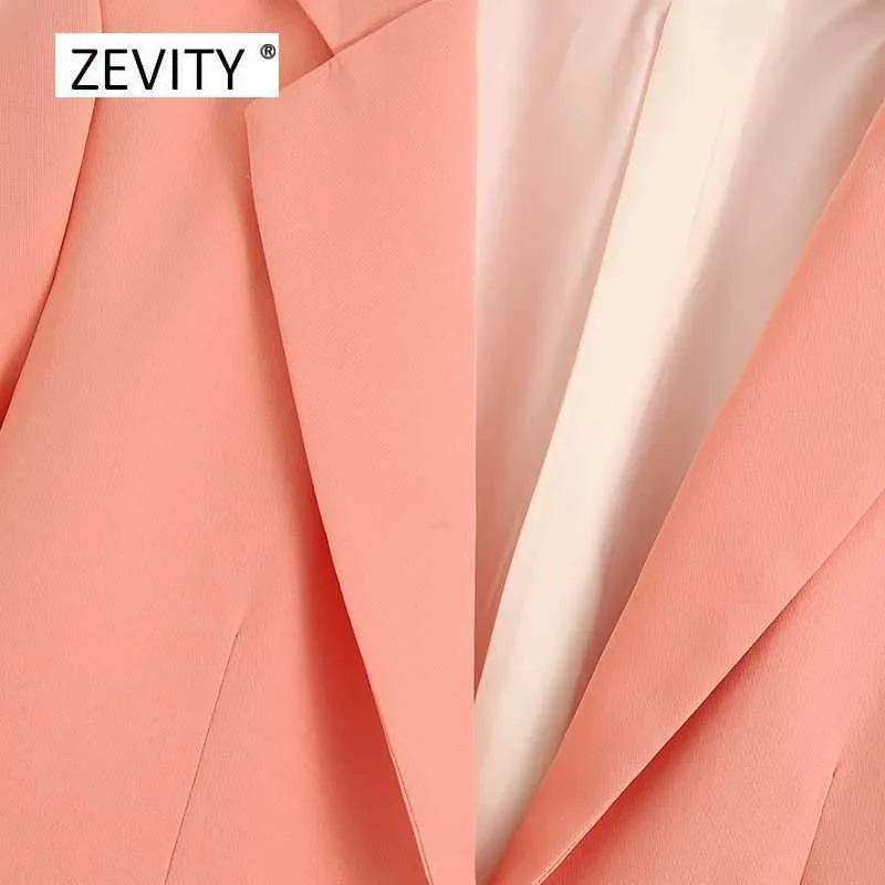 Zevity donna giacca monopetto tinta unita colletto dentellato manica lunga ufficio signora causale elegante cappotto outwear top C525 210603
