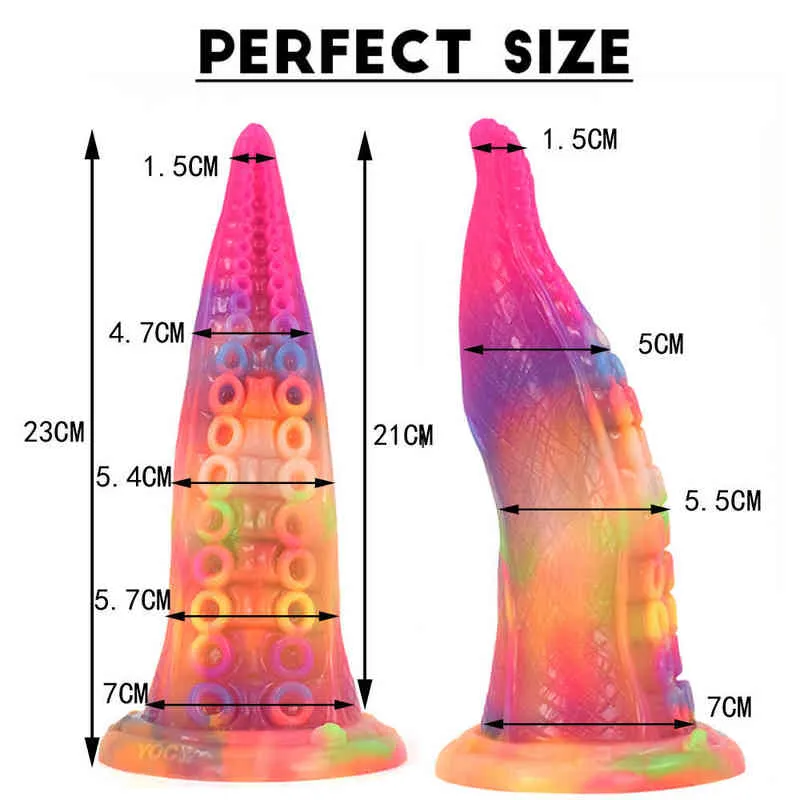 Nxy dildos anal leksaker yocy ny ljusfärg silikon penis tunga bläckfisk skägg onani enhet plugg roligt för män och kvinnor 0225