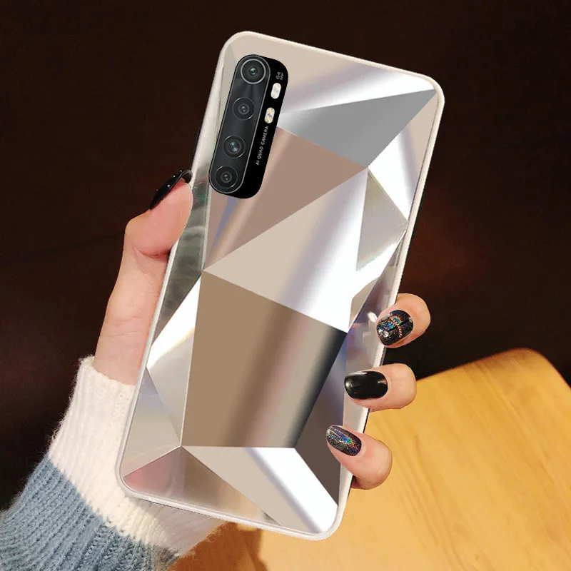 Coque de téléphone miroir diamant 3D, étui arrière souple pour Xiaomi Redmi Note 10 9Pro 10S 9S 8 Mi POCO X3 Pro NFC POCO M3