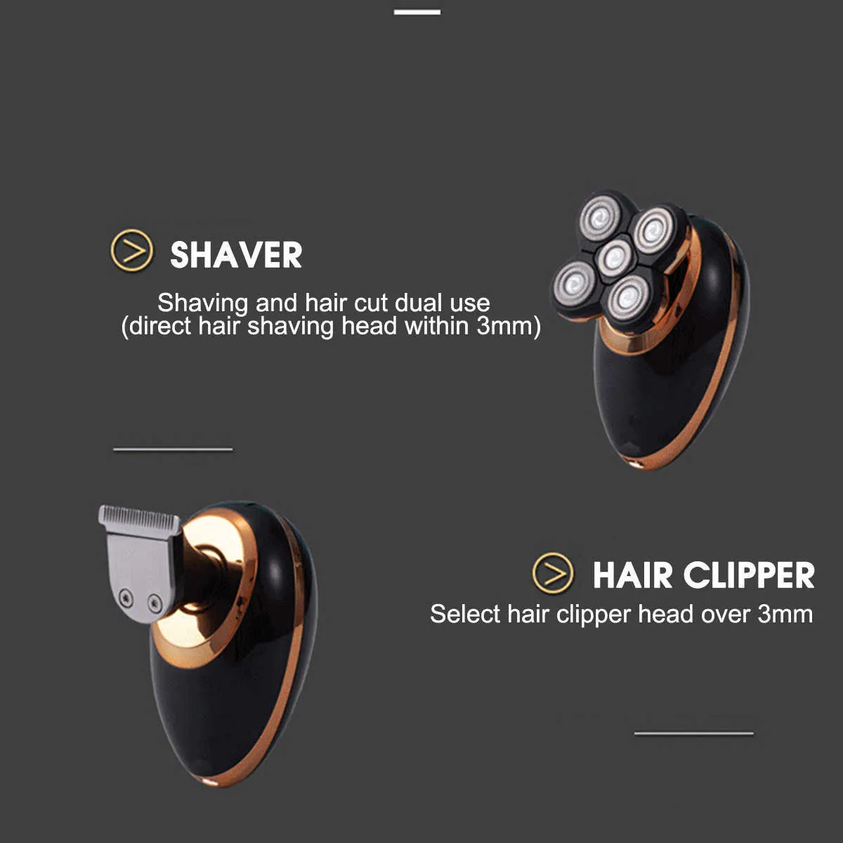 5 In 1 4D Rechargeable Bald Head Electric Shaver Wet&dry Use Waterproof Multipurpose Shaver Washable Floating Shaving Machine P0817