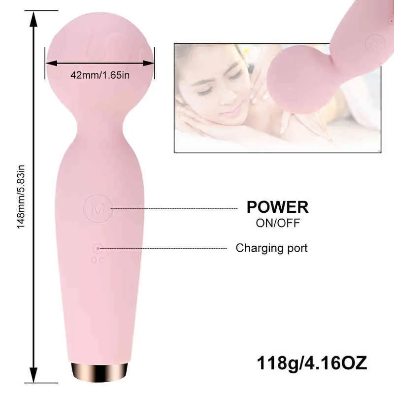 NXY Vibratoren Av Vibrator Dildo Zauberstab USB Aufladen Klitoris Stimulator G-Punkt-Massagegerät Vibrierendes Spielzeug für Paare Spaß Sexspielzeug Frau 220110