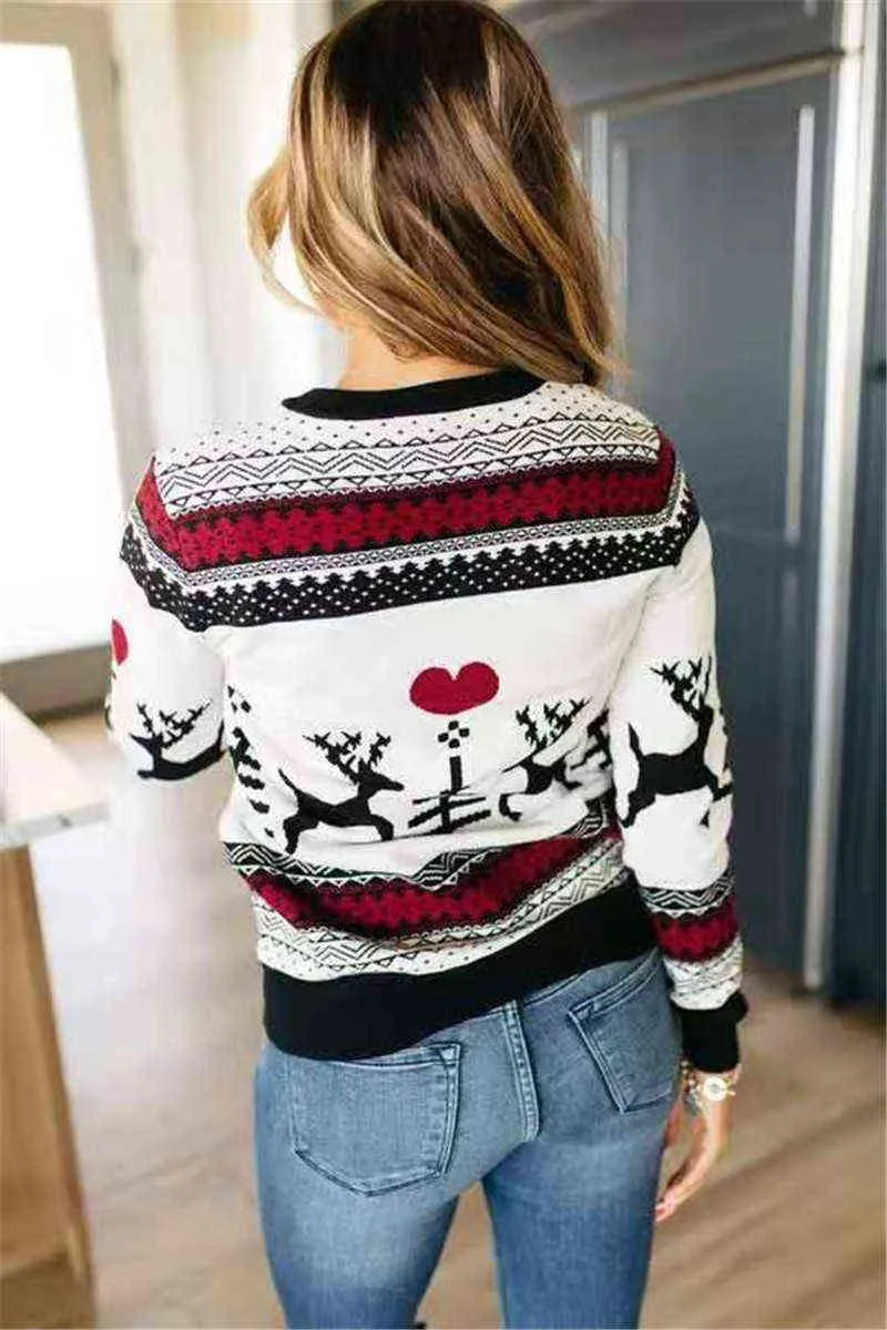 Dames Xmas Print Blouse Hooded Lange Mouw Sweatshirt Casual Top Pullover Jumpe Santa Elf Cat Populaire Dames Mannen Sweatshirt Y1118