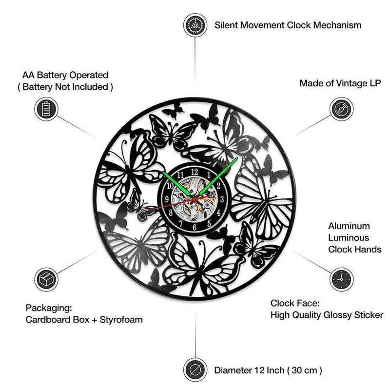 McDFL Butterfly relógios de parede decoração de parede relógio de inseto para mecanismo de casa relógio decorado sala de estar minimalista ornamentos 3D H1230
