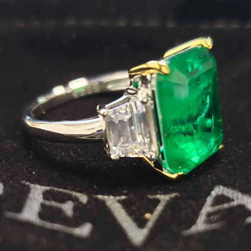 Oevas 100% 925 Sterling Zilver Gemaakt Emerald Trouwringen voor Vrouwen Topkwaliteit Engagement Party Fijne Sieraden Gift 211217