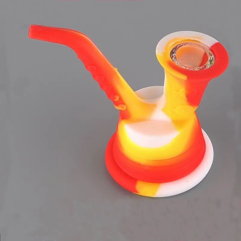 saxofoon vorm siliconen waterpijpen unieke tabak hars kits roken fabriek prijs kruid bong accessoires DAB RIGHT glas bongen gebogen type