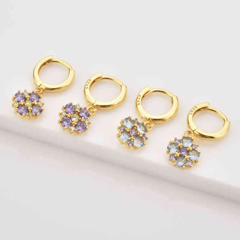 Andywen 925 Sterling Silver Gold FlowerZircon Purple Blue Lighter Ring Resizable Women Fine Jewelry Wedding Gift 2202092993811