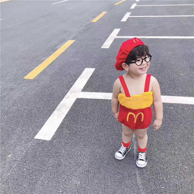 Neugeborenes Baby Kleidung Pommes Frites Cosplay Halloween Kleidung Weihnachten Jungen Strampler Kinderkostüm Für Mädchen Thanksgiving 9 12 Monate Q8929429