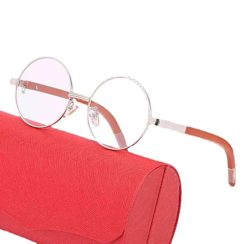 2024 Off Luxury Designer de luxe Nouveaux lunettes de soleil pour hommes et femmes sur le cadre rond Fashion Original Wood Spring Leg Trend Verme en métal polyvalent