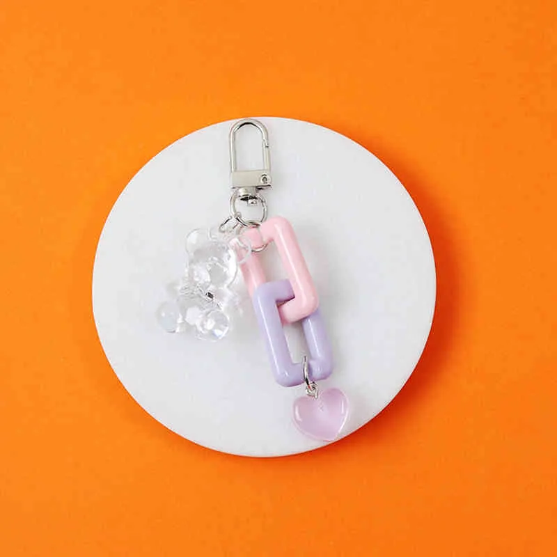 1 Sztuk Rainbow Wisiorek Keychain Brelok Dla Kobiet Prezent Moda Cute Heart Butelka Gummy Bear Beads Bag Brelok K52