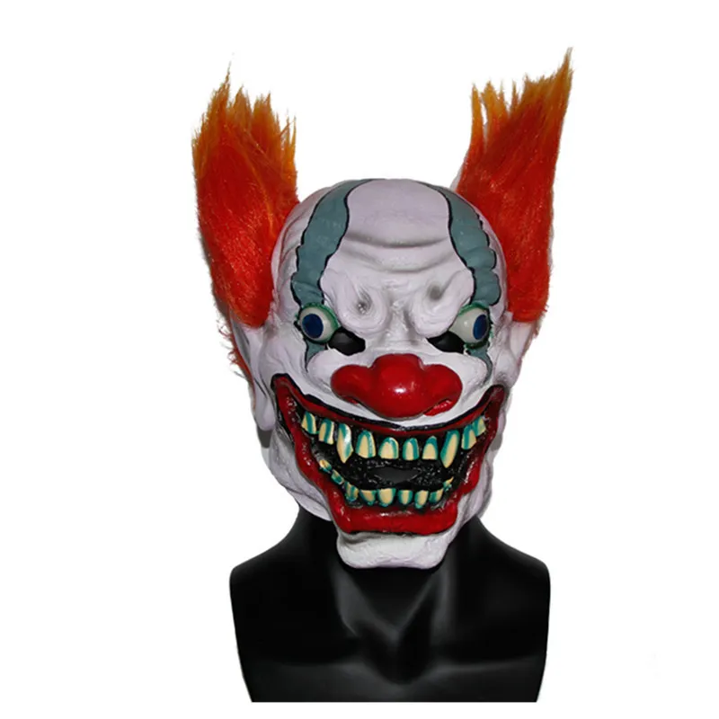 Śmieszne klaun straszny party cosplay lateks pełna twarz horror maska ​​z włosami dla dorosłych kostiumów rekwizyty Mascaras Halloween