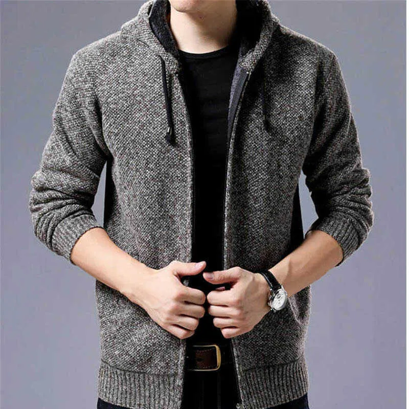 Men's Sweaters Autumn Winter Warm Cashmere Wool Zipper Cardigan Sweaters Man Casual Knitwear Sweatercoat male clothe 211006