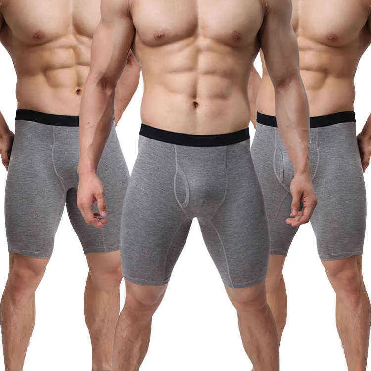 Mens Boxers Longa perna de algodão macho boxer cueca homens shorts mans sob desgaste joelho comprimento underwear coton underpans h1214