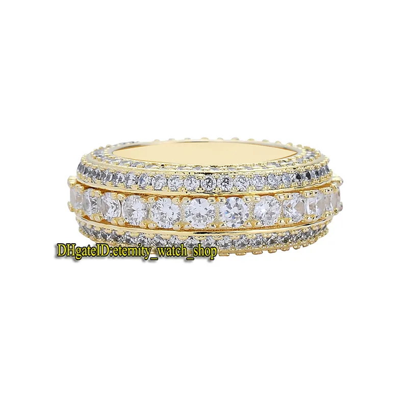 Éternité European et Américain Fiverow CZ Diamond Diamond Rotation Rotation Full of Diamonds Mens Ring Hip Hop Hipster Rota1732448