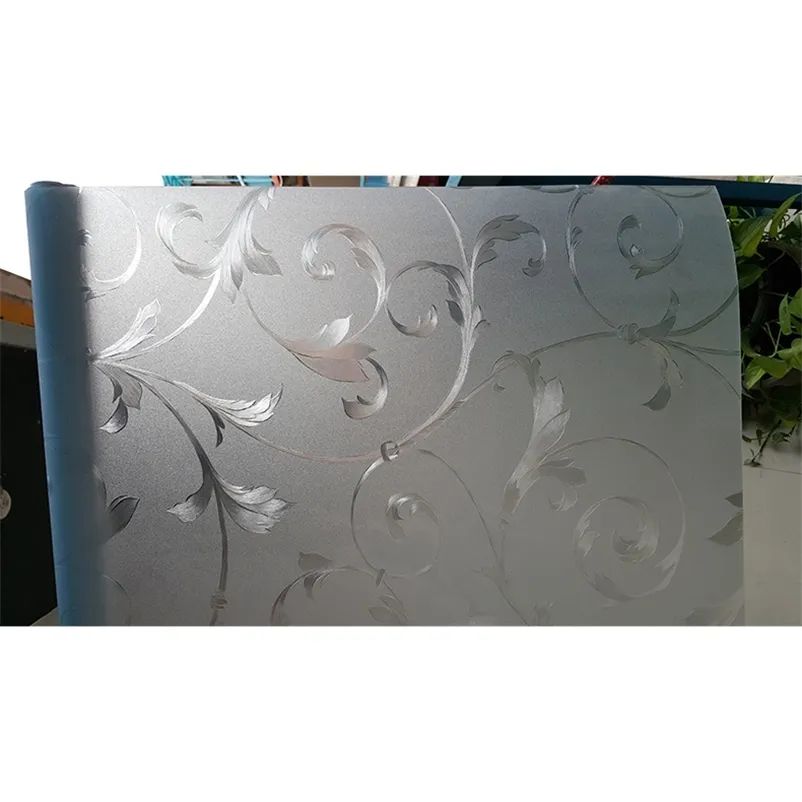 Zilver ijzer kunst patroon film glas-in-lood ondoorzichtige Frosted Window Films Vinyl Static Cling zelfklevende Privacy Glass Stickers Y203194