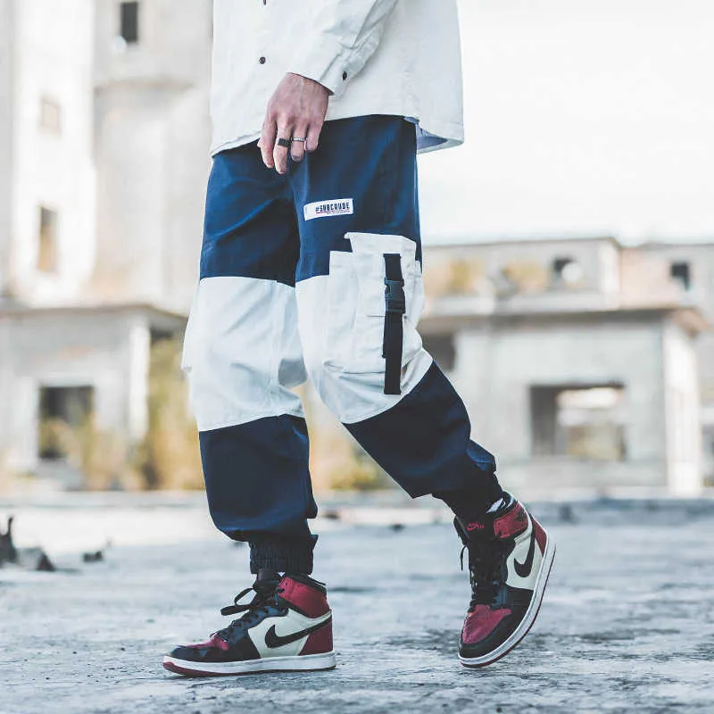 Pantaloni da uomo neri da jogging Pantaloni estivi da uomo Hip hop Grandi tasche Pantaloni cargo Pantaloni da uomo primavera streetwear Pantaloni sportivi Harem Pant 210707