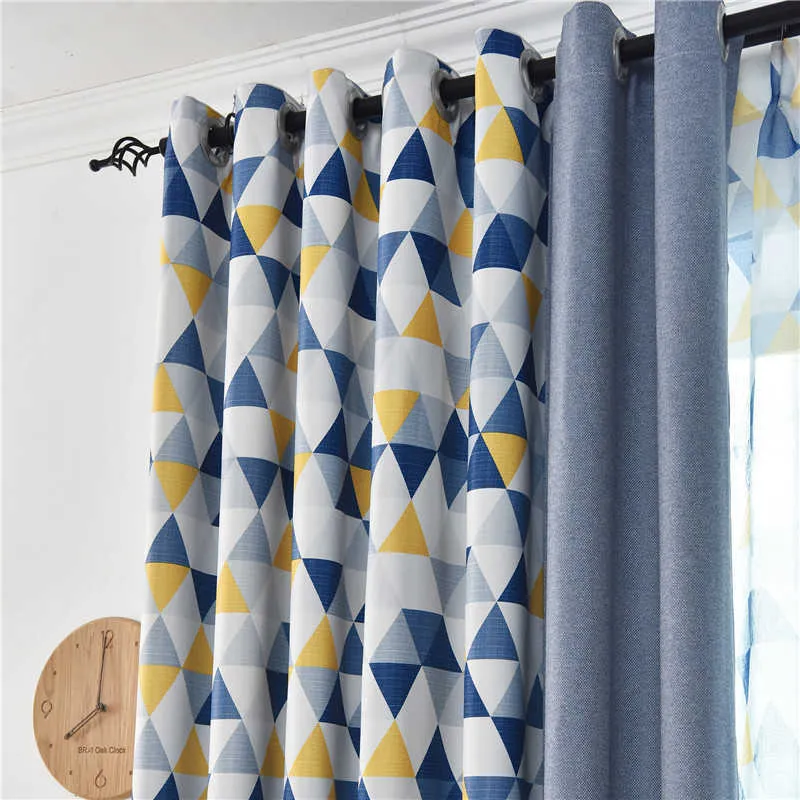 GYC2375 Modern Grey Coffee Yellow Blue Joint Geometric Home Decorative Window "Customise"Curtain For Bedroom 210712