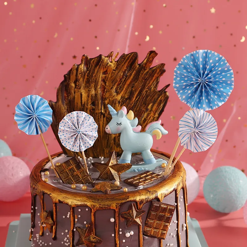 / Mini Fan De Papier Gâteau Topper Cupcake Toppers Enfants Fête D'anniversaire Baby Shower Gâteau Décoration Drapeaux Faveur De Mariage Fournitures Y200618