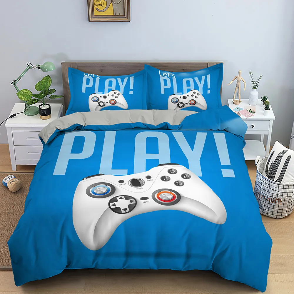 Juegos de cama de videojuegos para niños, edredón para jugadores, decoración de dormitorio temática, juego de cama, textiles para el hogar 210309288l