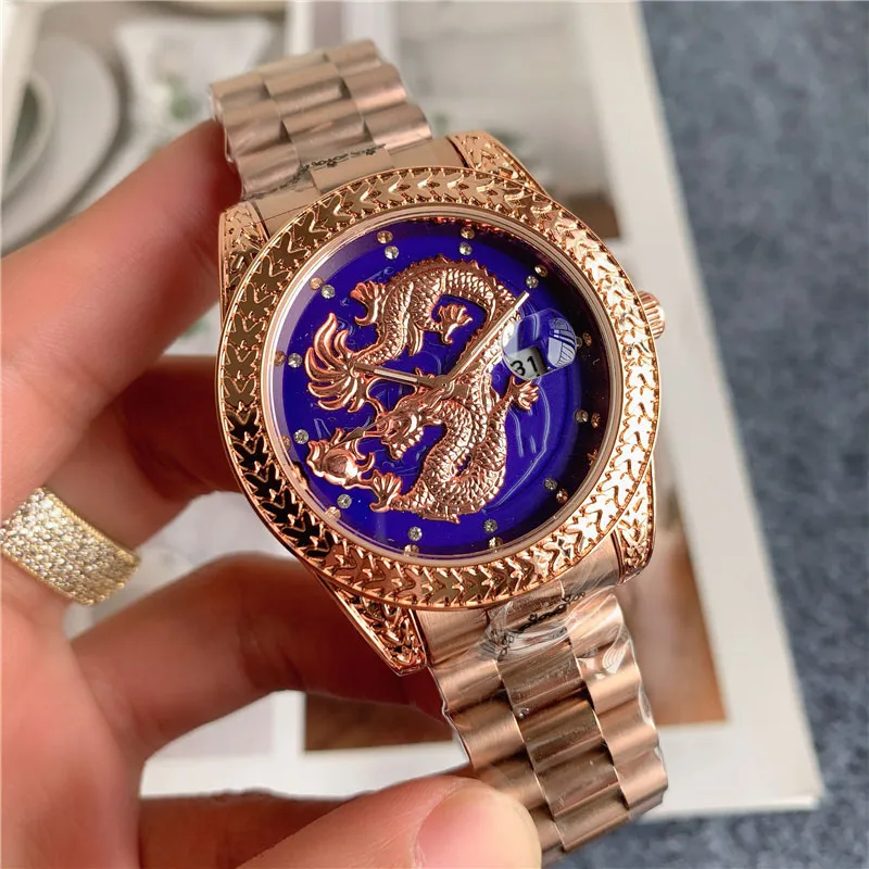 Mode Top Brand Watches Men Chinese Dragon Style Metal Steel Band Quartz Pols Watch X1455135960