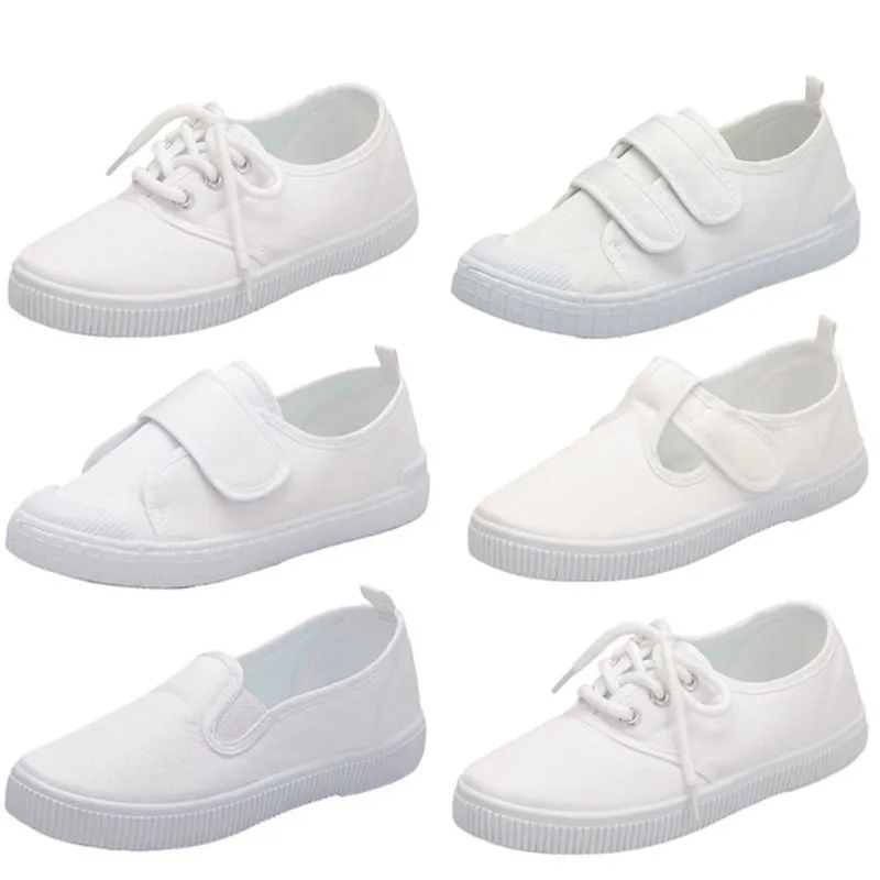 Sneakers bianche Scarpe di tela ragazze Ragazzi Bambini Scuola Studente Danza ginnastica Scarpe casual Scarpe sportive bianche unisex 210308