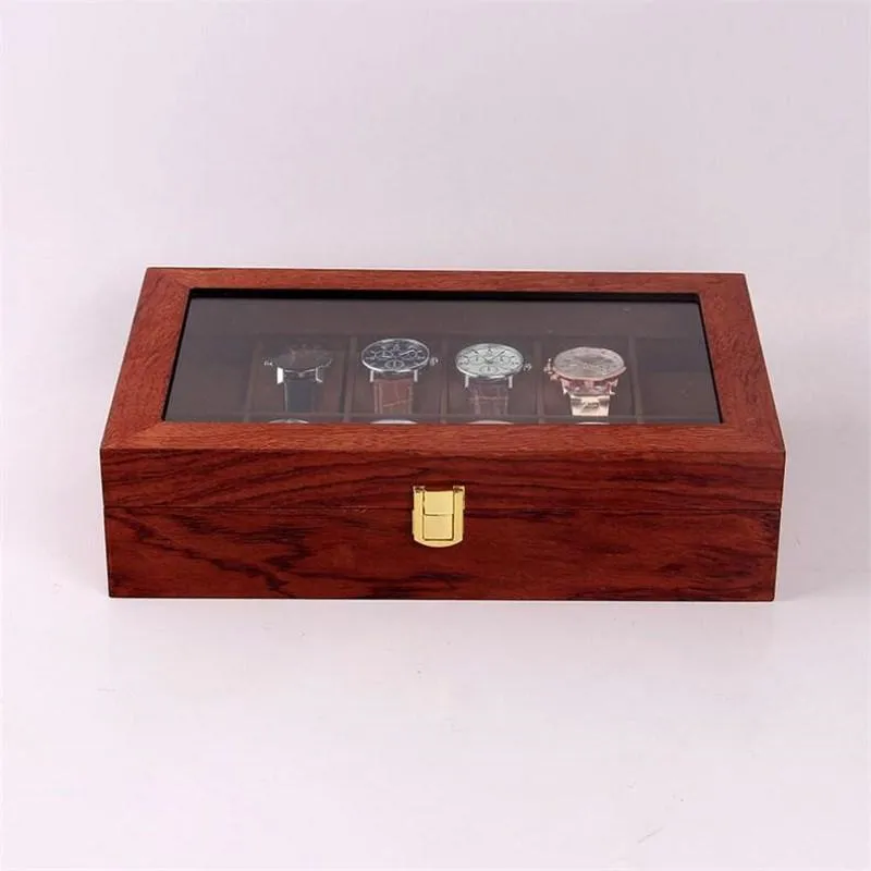 Boîtes de montres 12 grilles, boîte en bois, colonne à bulles, emballage rétro, rangement pour hommes et femmes, bijoux, cadeau de saint-valentin, 254W