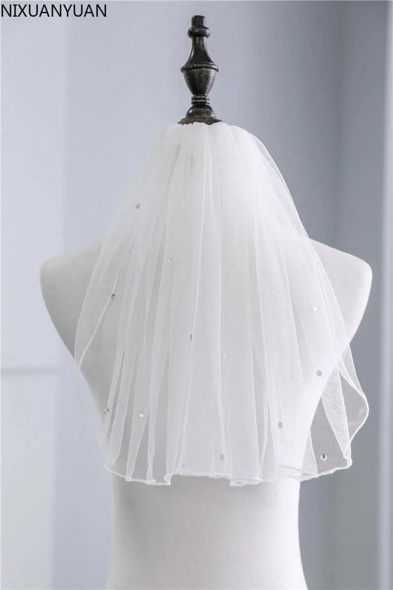 Voiles de mariée Voile à deux couches entières avec peigne Mariage Vail Couleur unie Tulle doux Court Blanc Ivoire Woman292k