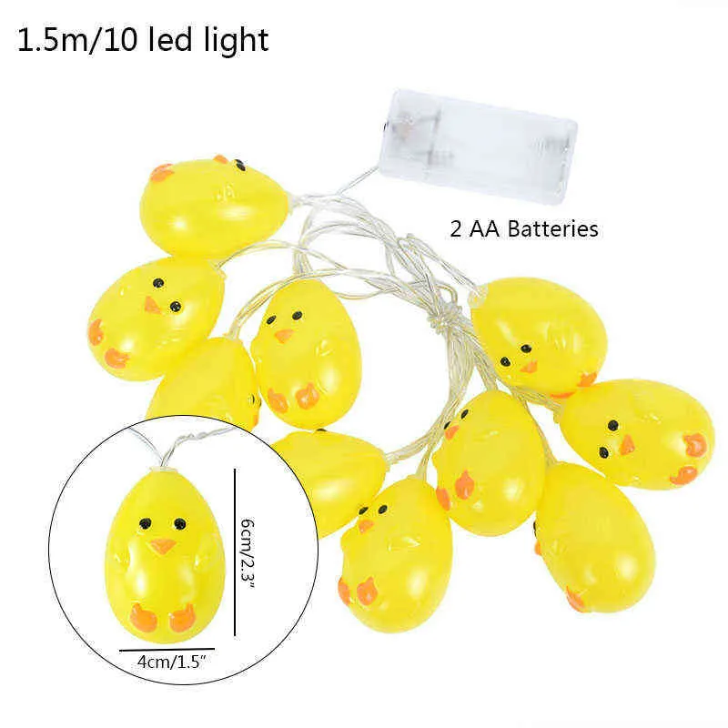 1.5m 10led Easter Chicks Led String Lights Lampada Fai da te Hanging Decorazioni natalizie Forniture ghirlande feste all'aperto