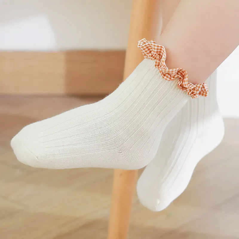 Bebek Çorap Dantel Yenidoğan Diz Yüksek Uzun Çorap Pamuk Kız Erkek Ekose Bacak Isıtıcıları İlkbahar Yaz Bebek Prenses Çorap İspanyolca