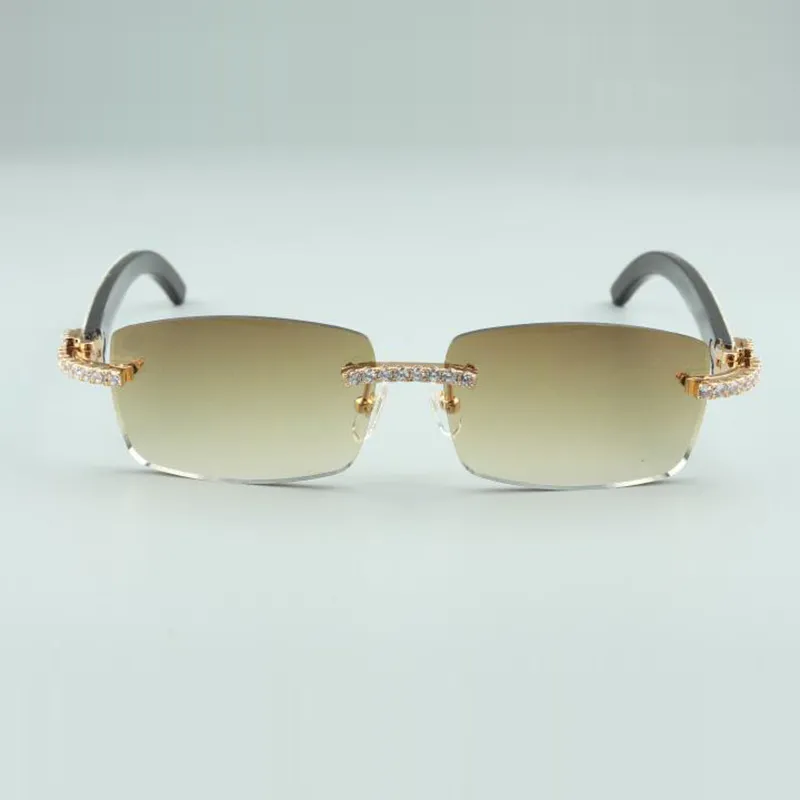 Les dernières lunettes de soleil en diamant sans fin 3524012-13 cornes mixtes naturelles pour hommes et femmes lunettes infinies taille 56-36-18-140mm292O