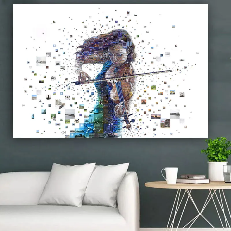 Girl Music Violin Canvas Pinturas para sala de estar Galeria de quarto Wall Art Modern Prints e pôsteres Decoração de casa