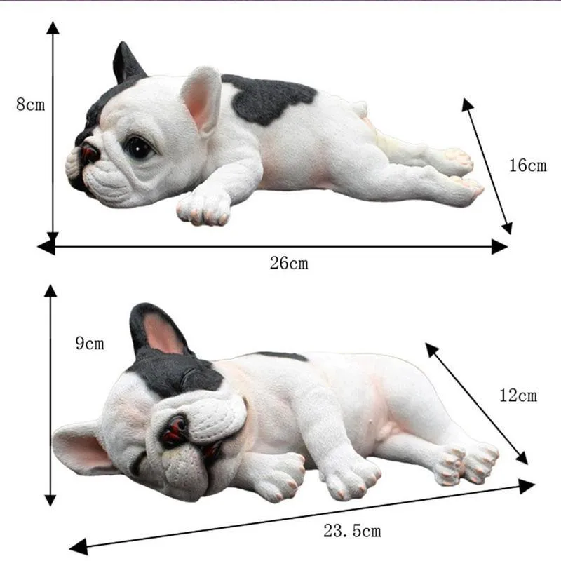 Śliczne leżące śpiące buldog francuski szczeniak realistyczne figurki statua zabawki prezentowe dla dzieci C0220