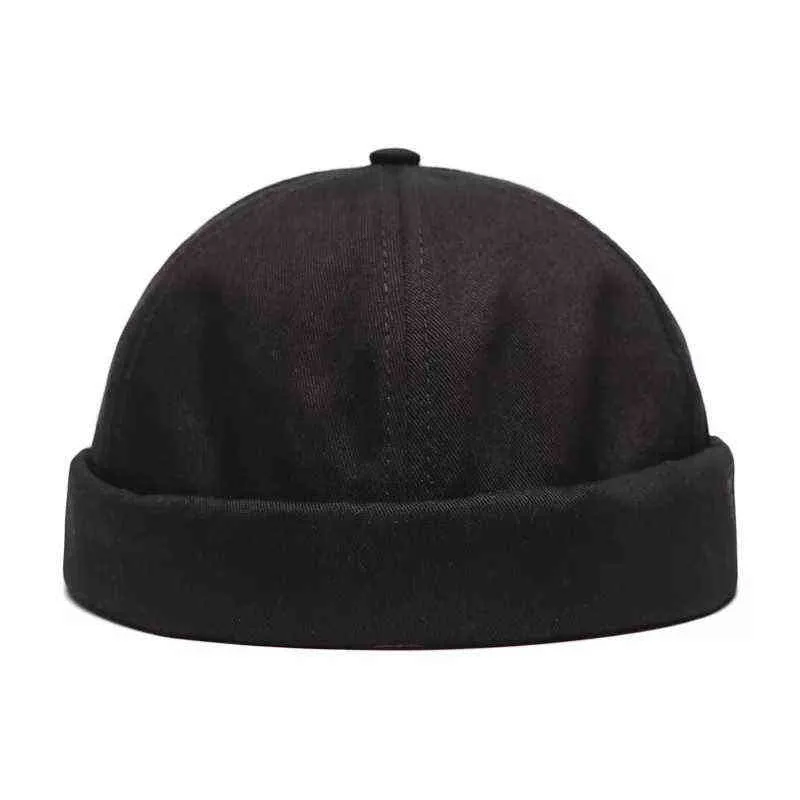 Berretto da motociclista da marinaio unisex Docker Berretto da motociclista da uomo regolabile Casual senza tesa con teschio Cappello da berretto da uomo solido Cappello estivo Gorro Cappelli da donna Y21111