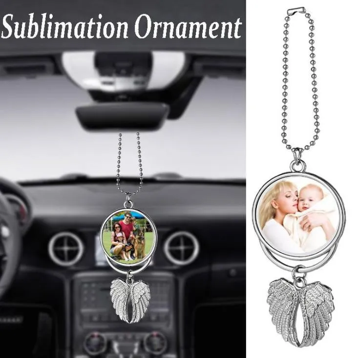 Sublimation Blancs Ornement De Voiture Décorations Ailes D'ange Forme Blanc Transfert À Chaud Impression Consommables Fournitures Cadeaux De Fête SN