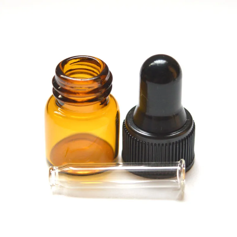 /ロット1ml琥珀色の小さなガラスのボトル香水の滴り油のための香水