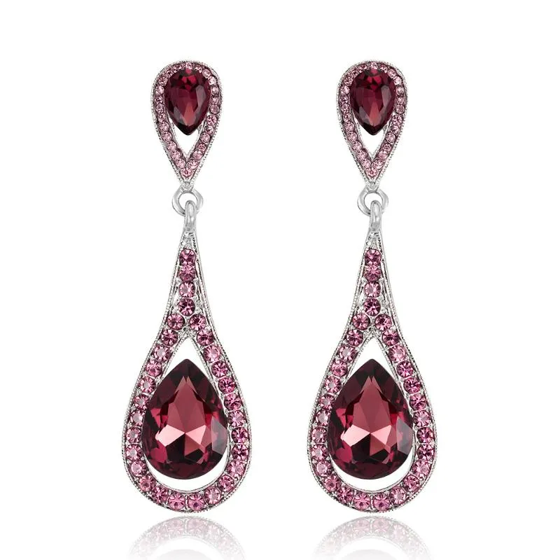 Designer de luxe en larme en larmes en vitesses de champagne en cristal en cristaux pour femmes couleurs or pendons longues oreilles de mariage bijoux de mariage