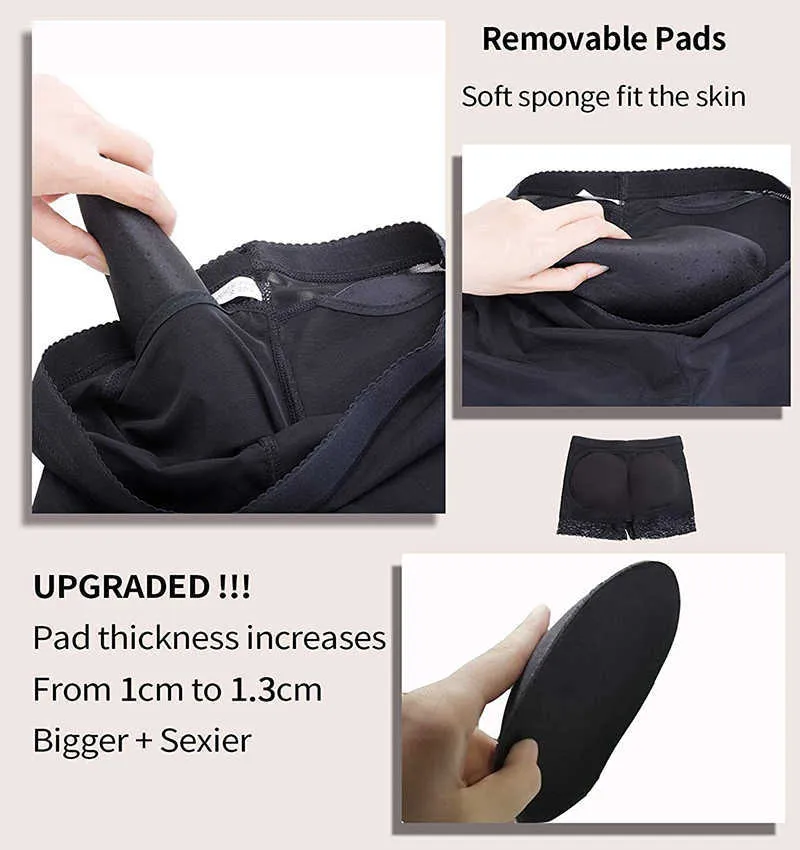 Women Butt Lifter Hip Enhancer Pads Underkläder Shapewear Lace Padded Control Panties Shaper Booty Fake Pad Briefs Boyshorts