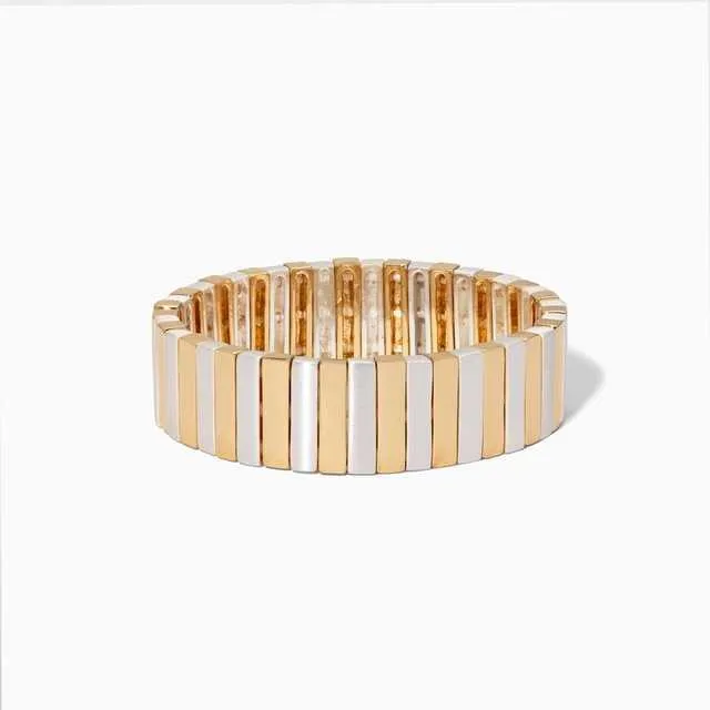 Flatfoosie or argent couleur alliage Bracelets femmes extensible émail tuile empilable réglable manchette Bracelet Bracelets hommes bijoux Q0717533355