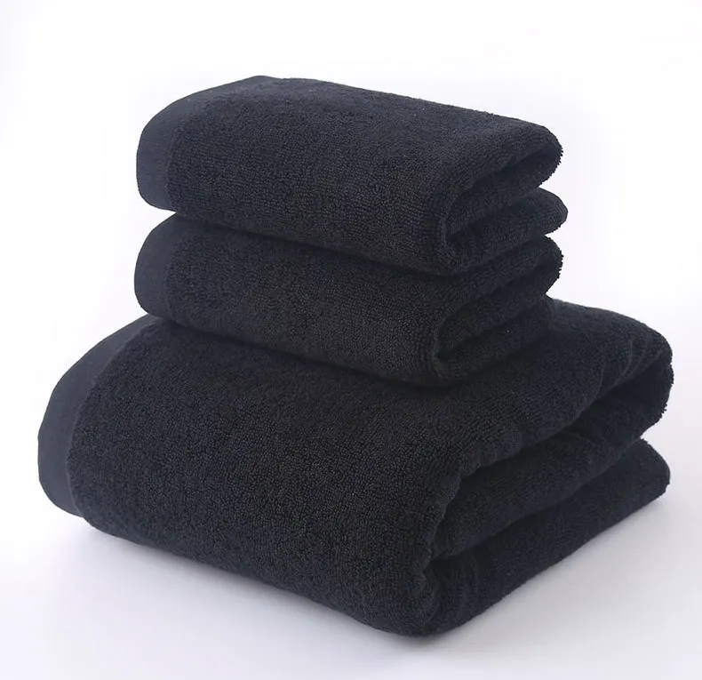 Nuovo 3 pezzi set di asciugamani in cotone nero gli uomini toalla 2 pz viso asciugamano asciugamano 1 pz telo da bagno campeggio asciugamani da doccia bagno T200915